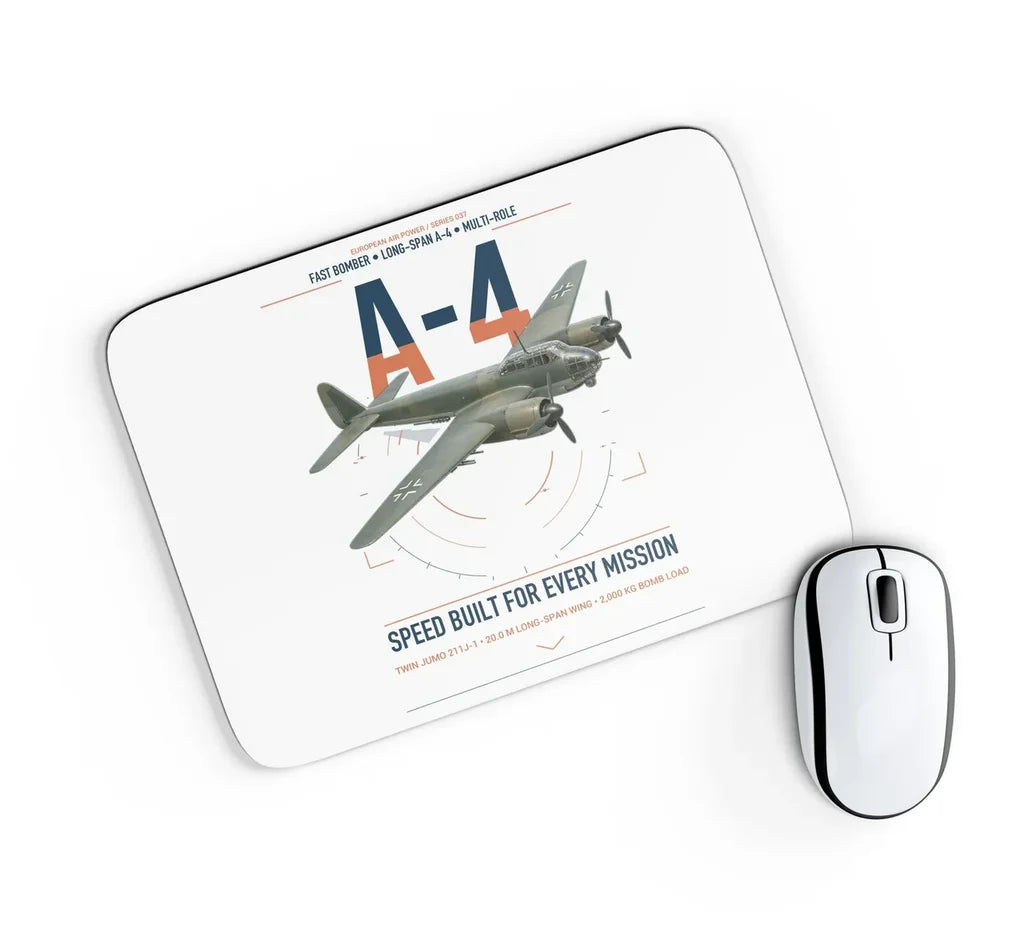 Junkers Ju 88A-4 design on white rectangle mouse pad