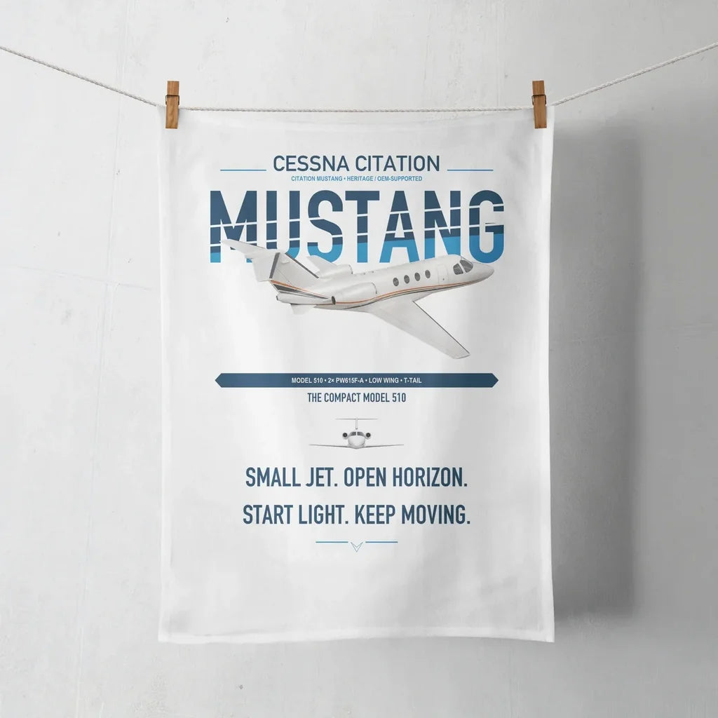 Cessna Citation Mustang design on white towel