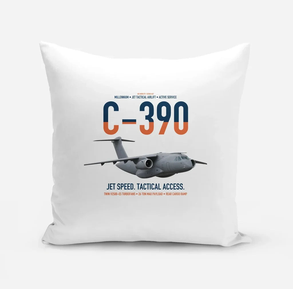 C-390 Millennium design on white pillow