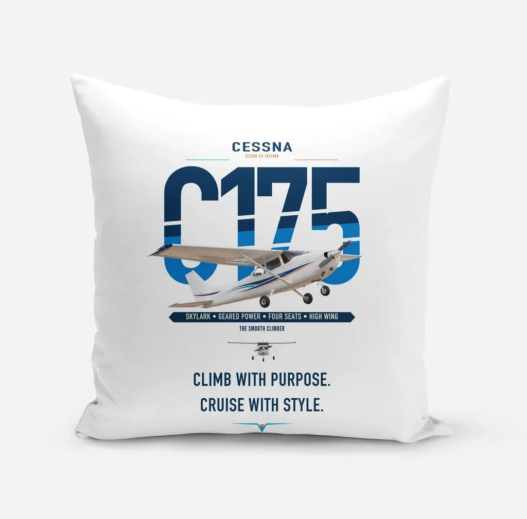 Cessna 175 Skylark design on white pillow