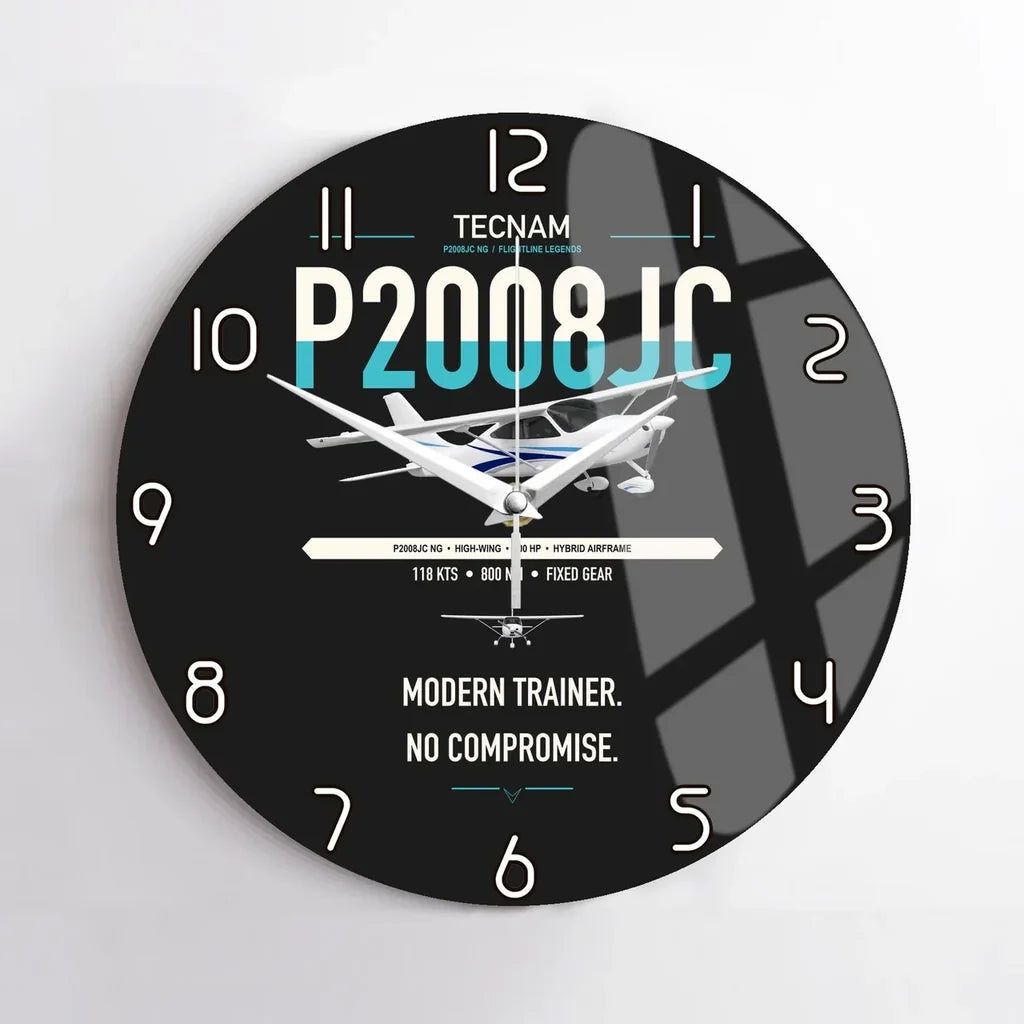 Tecnam P2008JC NG design on black no frame wall clock