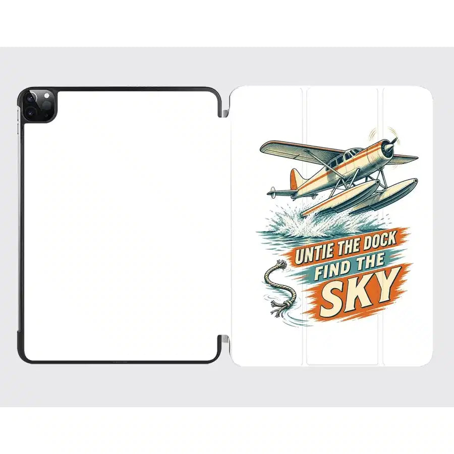 Untie The Dock Find The Sky design on white ipad tablet case