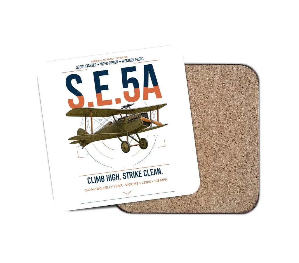 Royal Aircraft Factory S.E.5a design on white 1 piece coaster