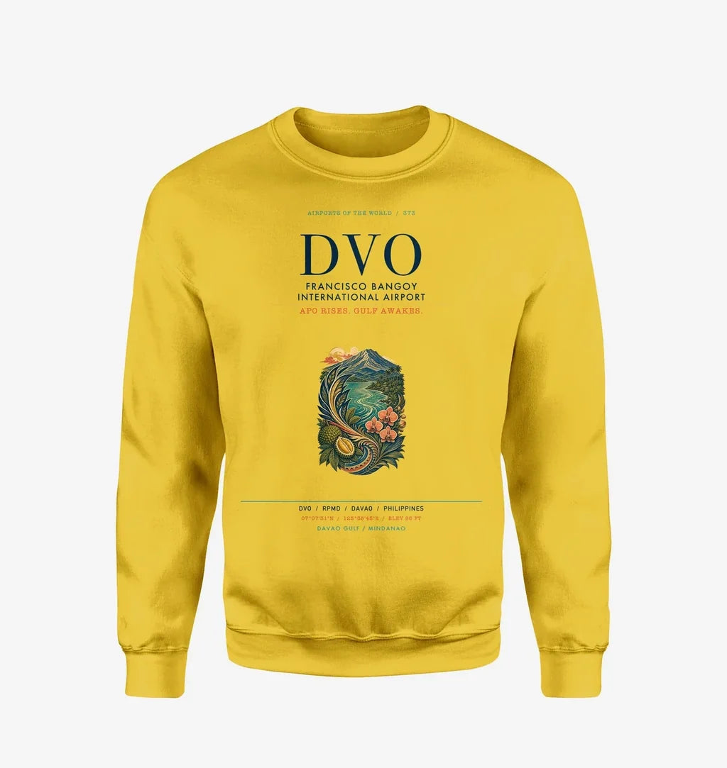 Francisco Bangoy International Airport Davao (DVO) design on yellow sweatshirt