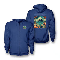 Thumbnail for VINTAGE G4122 - The Caribbean Jet Run - Premium Zipped Hoodie design on blue