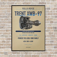 Thumbnail for TRENT XWB-97 vertical canvas print - framed - beige background