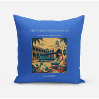 Thumbnail for VINTAGE G4336 - The Starlit Caravanserai - Designed Pillows design on blue