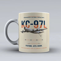 Thumbnail for KC-97L STRATOFREIGHTER design on beige ceramic mug, double-side print