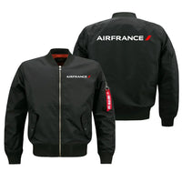 Thumbnail for Air France Airlines aviation design embroidered on black bomber jacket