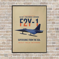 Thumbnail for F2Y-1 Sea Dart Supersonic from the Sea vertical canvas print - framed - beige background
