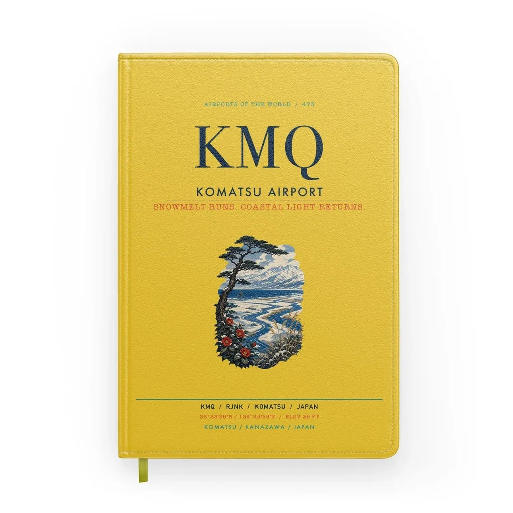 Komatsu Airport (KMQ) design on yellow notebook