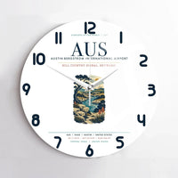 Thumbnail for Austin-Bergstrom International Airport (AUS) design on white no frame wall clock