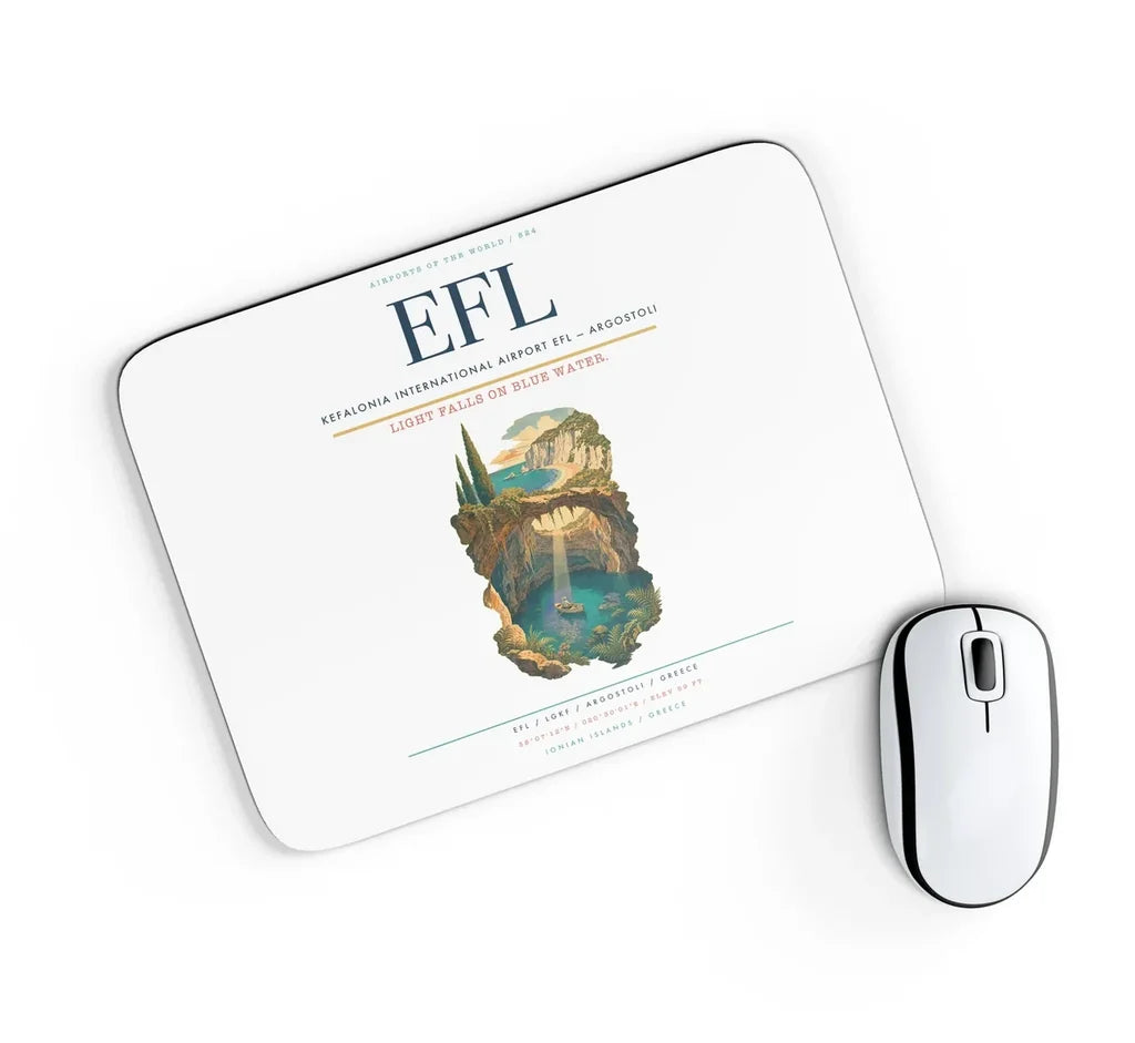 Kefalonia International Airport (EFL) design on white rectangle mouse pad