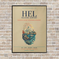 Thumbnail for Helsinki Airport HEL vertical canvas print - framed - beige background