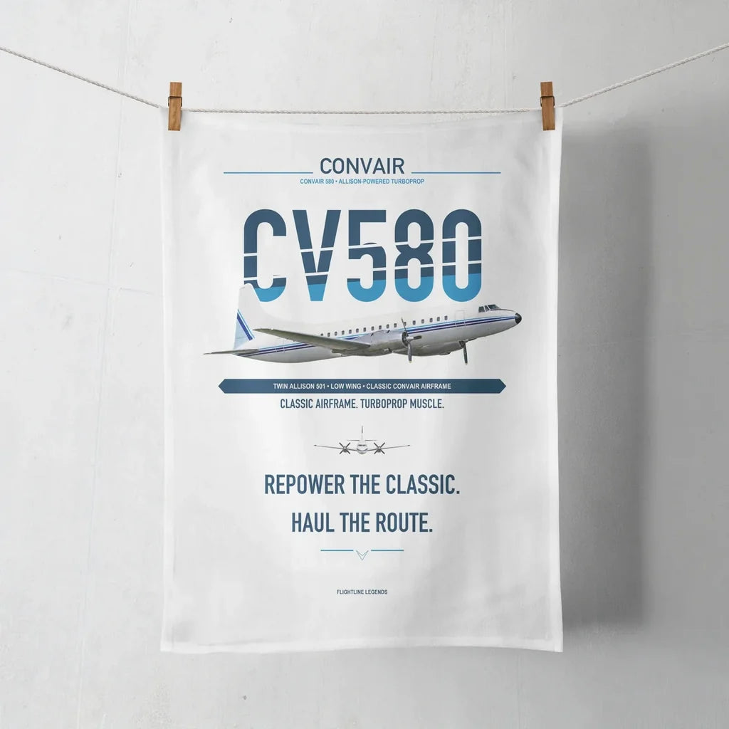 Convair 580 design on white towel