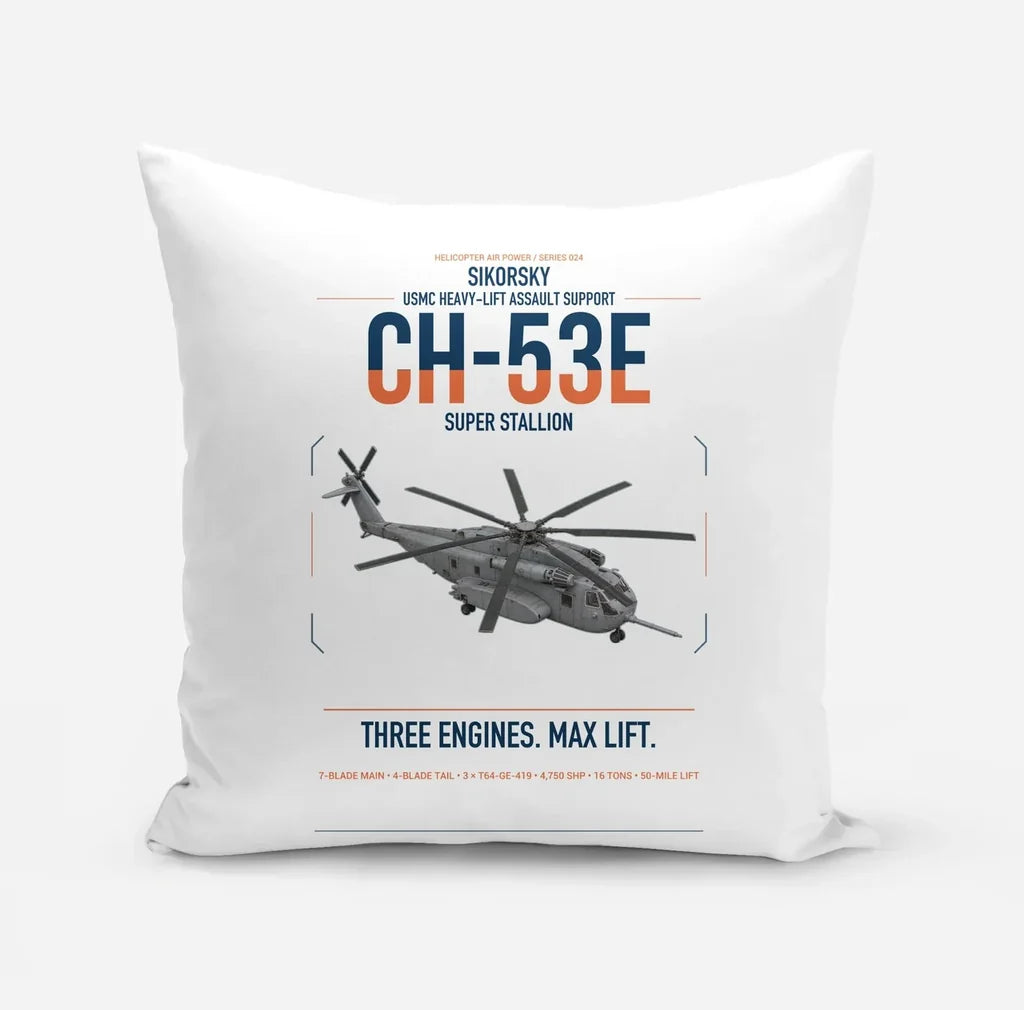 Sikorsky CH-53E Super Stallion design on white pillow