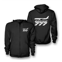 Thumbnail for The Boeing 777 Zipped Hoodie - Black