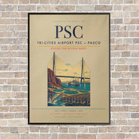 Thumbnail for Tri-Cities Airport PSC — Pasco vertical canvas print - framed - beige background