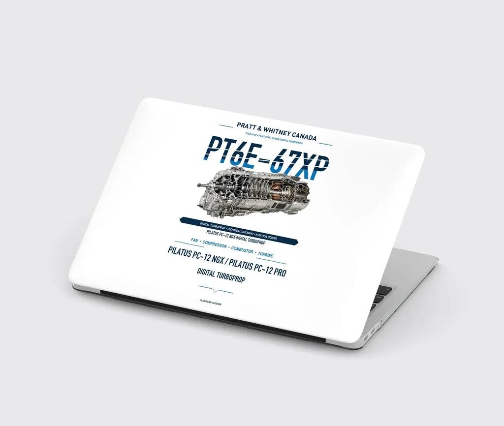 PT6E-67XP design on white MacBook case