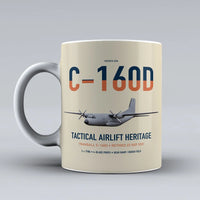 Thumbnail for Transall C-160D design on beige ceramic mug, double-side print