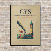 Thumbnail for Cheyenne Regional Airport CYS vertical canvas print - framed - beige background