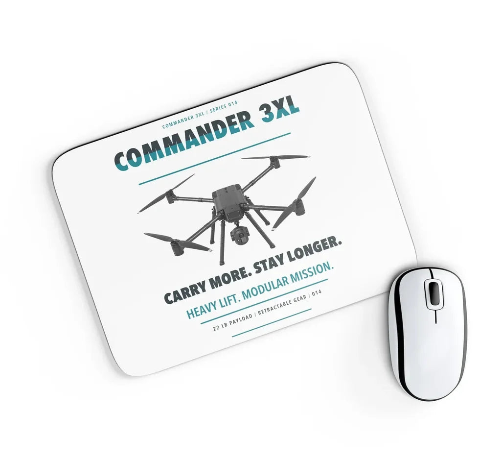 Draganfly Commander 3XL design on white rectangle mouse pad