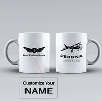 Thumbnail for Cessna Aeroclub Ceramic White aviation design on ceramic mug, premium ceramic with glazed finish.