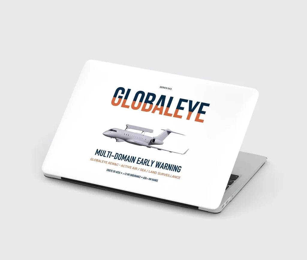 Saab GlobalEye design on white MacBook case