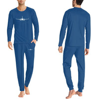 Thumbnail for Embraer E-190 Silhouette Plane men pajamas - Blue