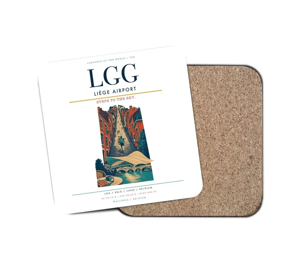 Liège Airport (LGG) design on white 1 piece coaster