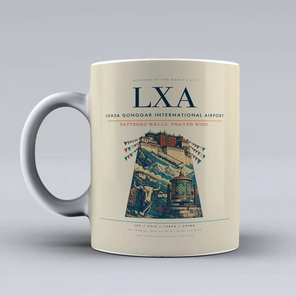 Gonggar International Airport LXA Mug design on beige lhasa
