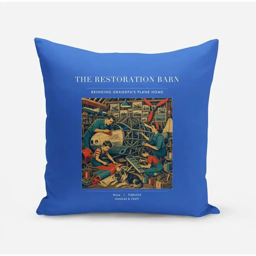 VINTAGE G4143 - The Restoration Barn - Designed Pillows design on blue