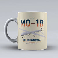 Thumbnail for MQ-1B Predator design on beige ceramic mug, double-side print