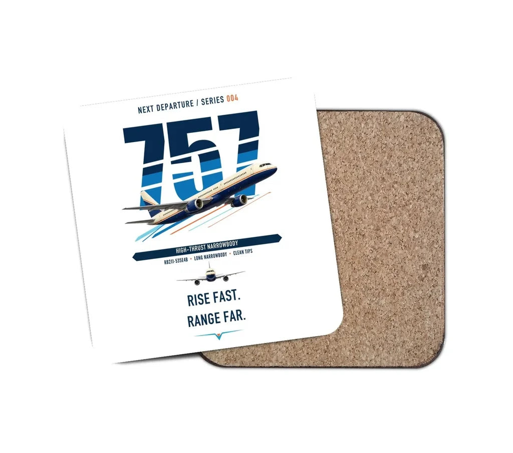 Boeing 757-200 design on white 1 piece coaster