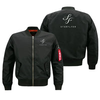 Thumbnail for StarFlyer Airlines aviation design embroidered on black bomber jacket