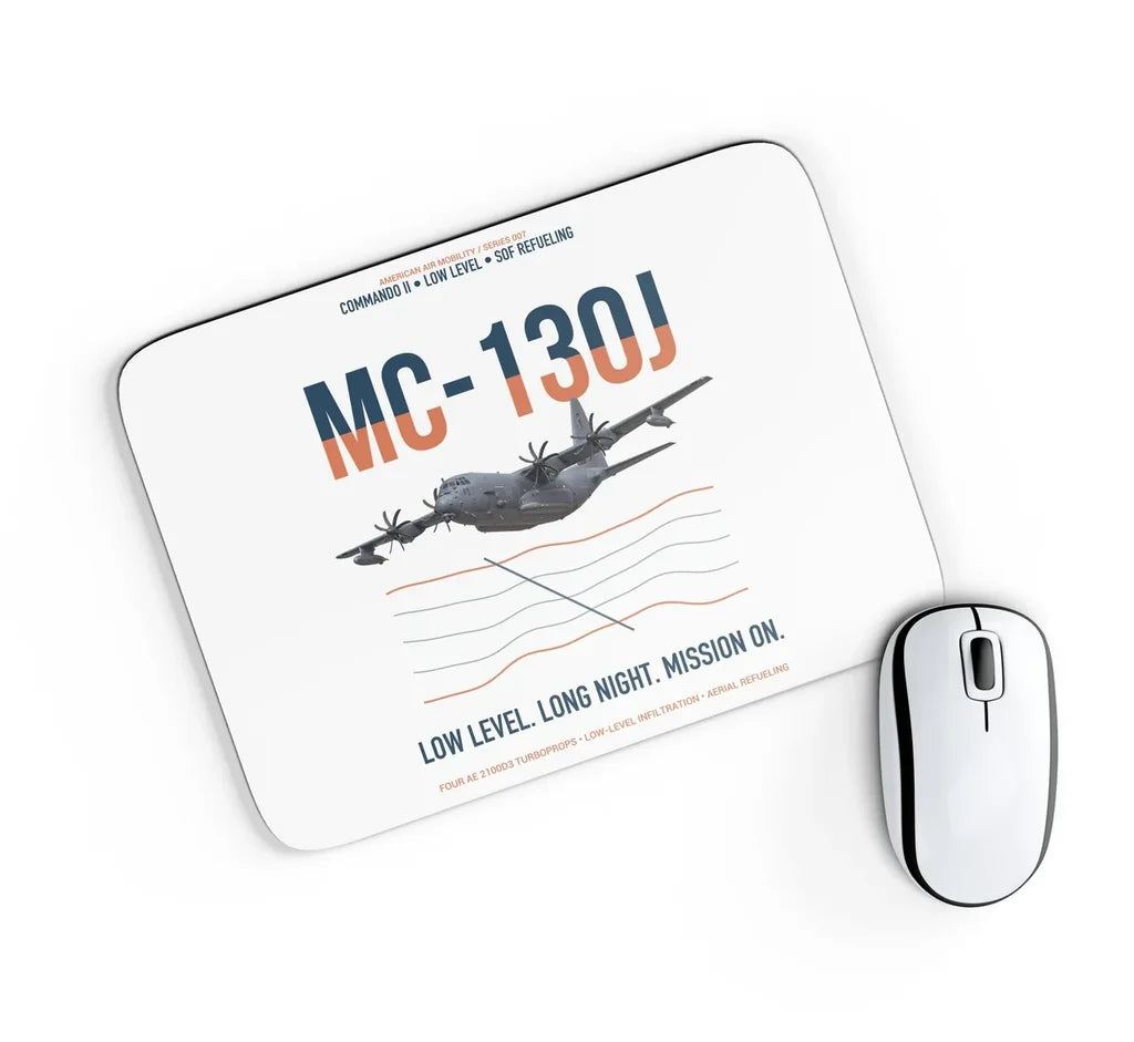 MC-130J COMMANDO II design on white rectangle mouse pad
