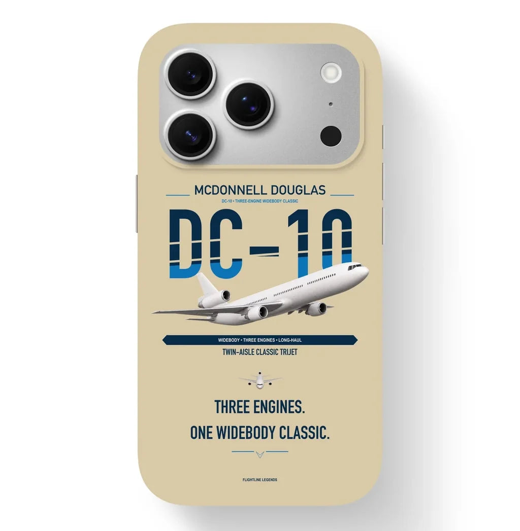 McDonnell Douglas DC-10 design on beige magsafe iphone case, for iPhone 17 Pro