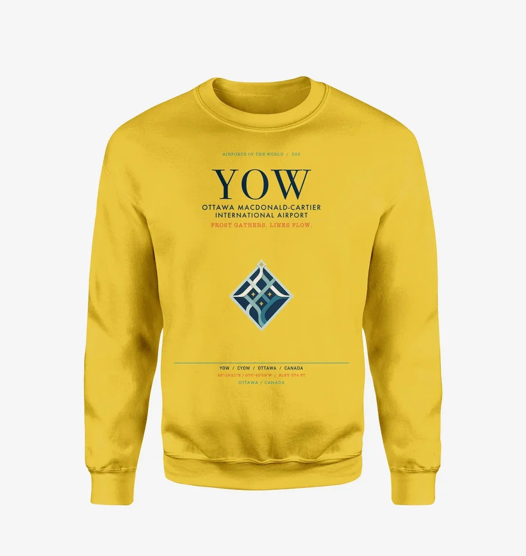 Ottawa Macdonald-Cartier International Airport (YOW) design on yellow sweatshirt