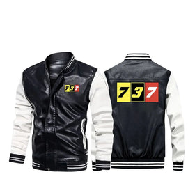 Flat Colourful 737 Stylish Leather Bomber Jackets