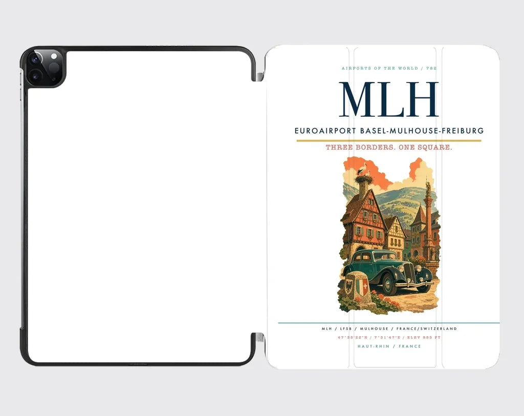 EuroAirport Basel-Mulhouse-Freiburg (MLH) design on white ipad tablet case