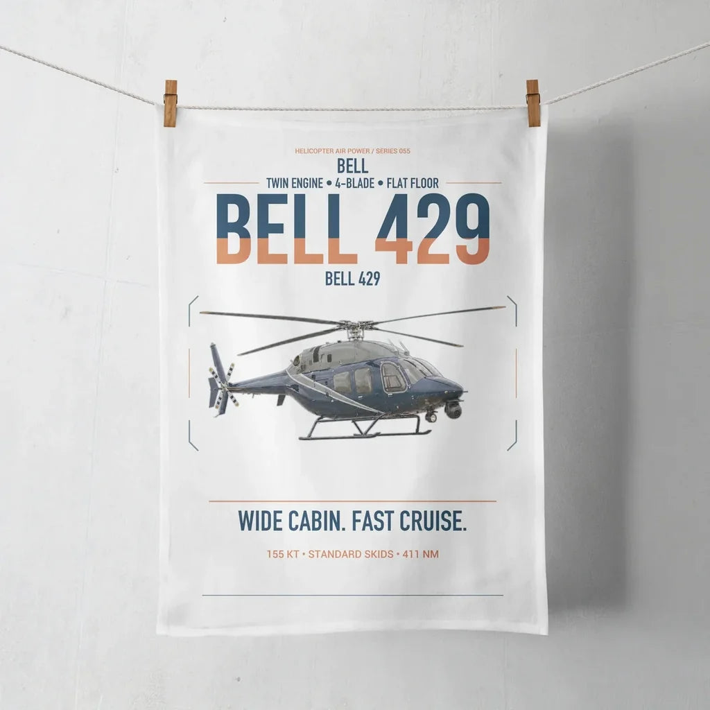 Bell 429 design on white towel
