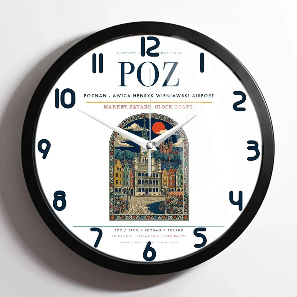 Poznan - awica Henryk Wieniawski Airport POZ Wall-Clock Framed - White