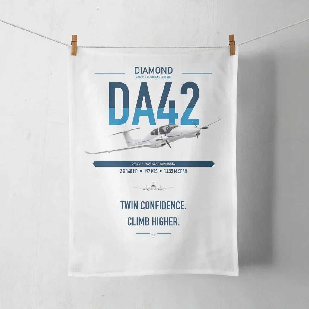 Diamond DA42-VI design on white towel