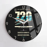 Thumbnail for Boeing 720B design on black no frame wall clock
