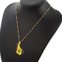 Thumbnail for Barbados Map Flag Necklace - view 3