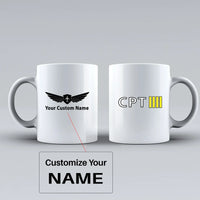 Thumbnail for CPT & 4 Lines Ceramic White aviation design on ceramic mug, premium ceramic with glazed finish.