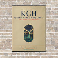 Thumbnail for Kuching International Airport KCH vertical canvas print - framed - beige background