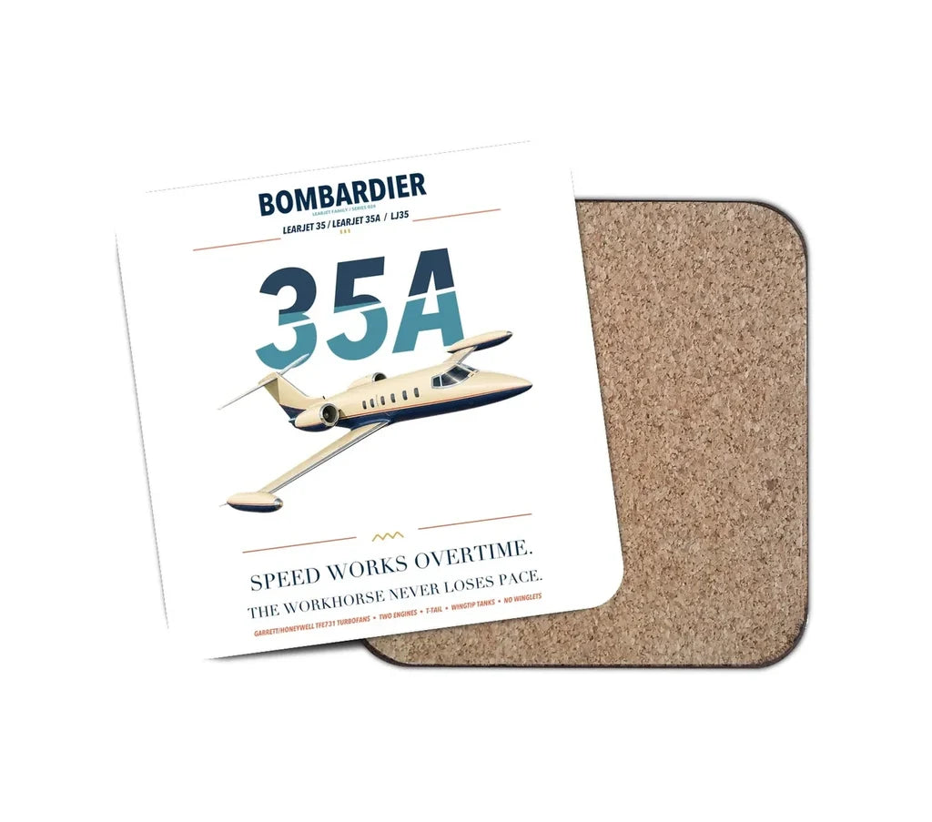 Bombardier Learjet 35A design on white 1 piece coaster