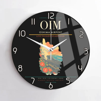Oshima Airport (OIM) design on black no frame wall clock
