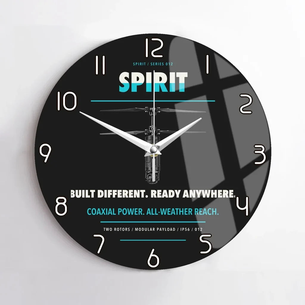 Ascent AeroSystems Spirit design on black no frame wall clock